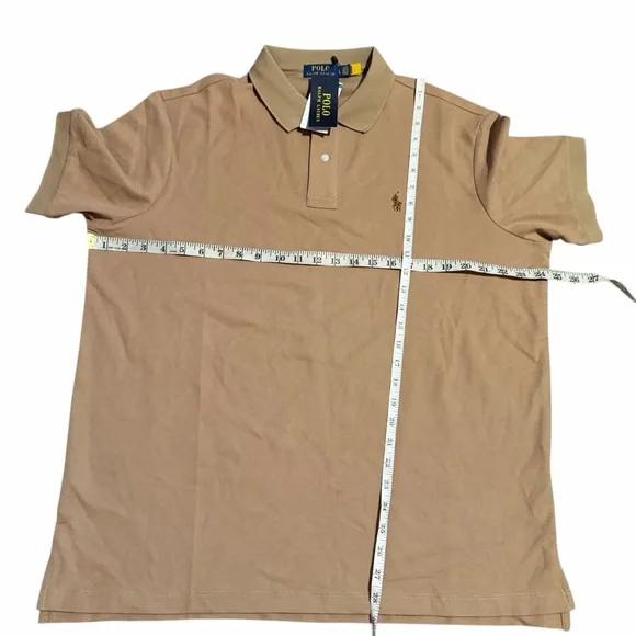 NEW Polo Ralph Lauren Tan Cotton Short Sleeve Mens Polo Shirt Size Large - Picture 6 of 9